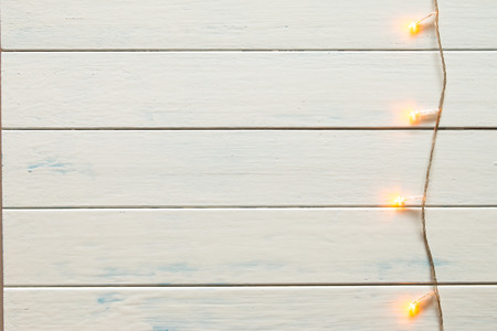 Christmas lights in the woodの写真素材