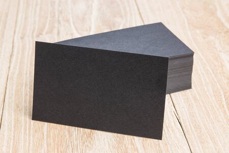 Business card on woodの写真素材