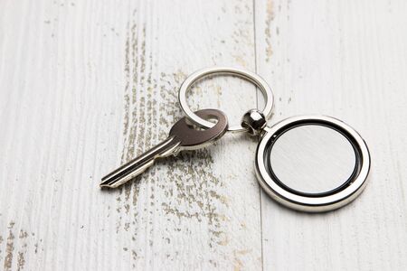 Round shaped keys in the woodの写真素材