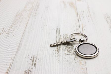 Round shaped keys in the woodの写真素材