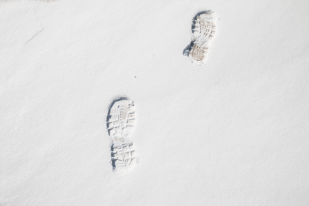 Footprints in the snowの写真素材
