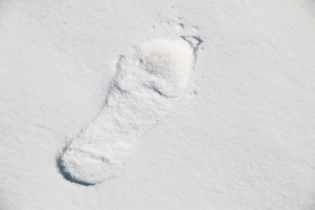 Footprints in the snowの写真素材