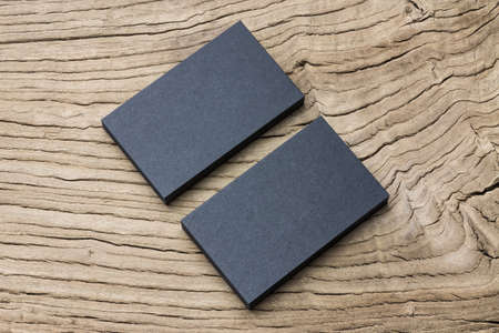 Business card on woodの写真素材