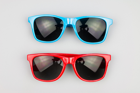 Sunglasses on a gray backgroundの写真素材