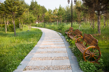 Park sidewalkの写真素材