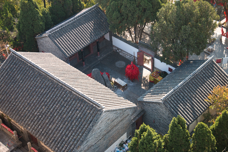 China Yantai ancient buildings aerial landscape viewのeditorial素材