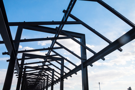 Building frame under blue skyの写真素材