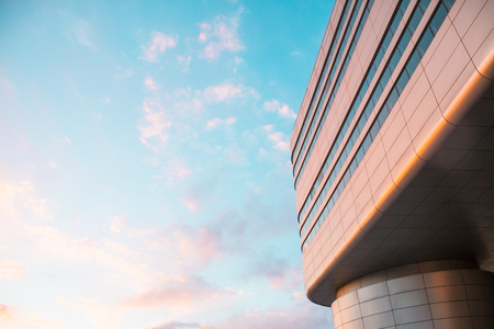 Modern building at sunset