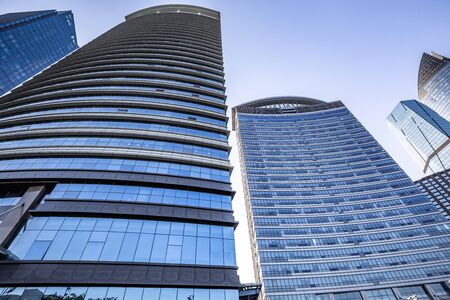 Low angle shot of modern glass building