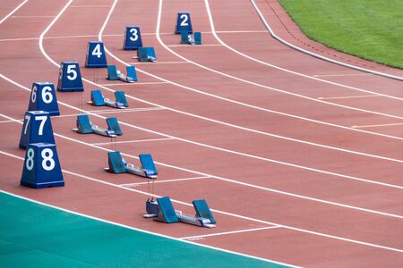 Close-up track and field plastic trackの写真素材