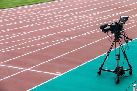 Close-up track and field plastic trackの写真素材