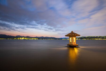 West Lake Night Scene, Hangzhou, Chinaの写真素材