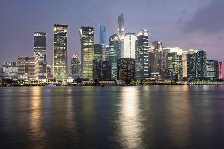 Night view of modern city in Shanghai, China
