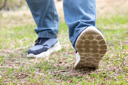 Closeup outdoor hiking men's shoesの写真素材