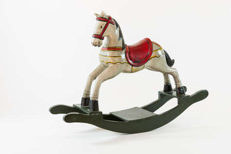 Miniature decorative wooden rocking horseの写真素材