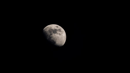 Moon Closeup Showing the Details of Lunar Surface in Black Background
