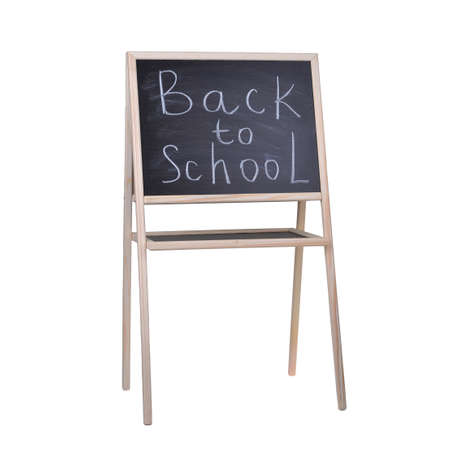 wooden easel for a children on a white backgroundの写真素材