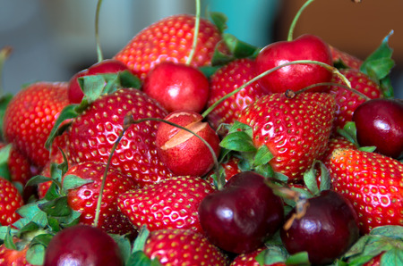 Summer Still Life. Mix of red berries.の写真素材