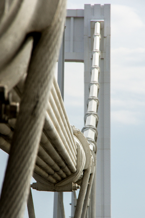 Budapest, Hungary - August 7, 2014. Fragment of the Erzbet bridge in Budapest. Bridges of Budapest - sights of the capital of Hungaryのeditorial素材