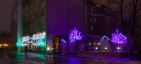 Riga, Latvia - December 31, 2014. New Year's decorations of the city. Every year Riga becomes like a Christmas fairy tale.のeditorial素材