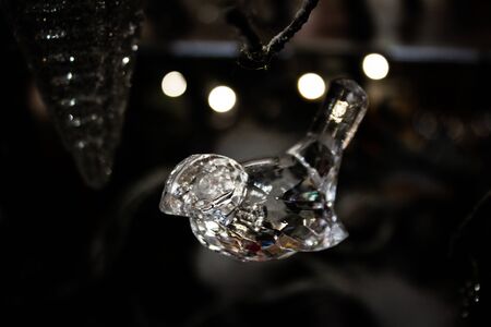 Bird from glass, decoration on Christmas treeの写真素材