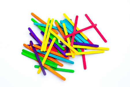 Abstract of colorful ice cream sticks. Ice cream stick art isolated on white background.の写真素材