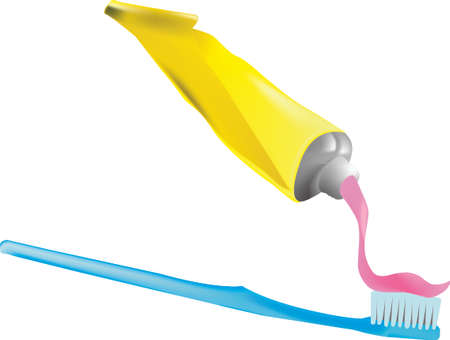 toothbrush with toothpaste and tube のイラスト素材