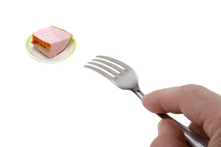 ham on a plateの写真素材