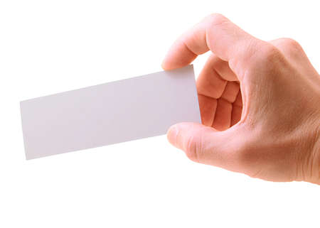 hand with a card isolated on white backgroundの写真素材