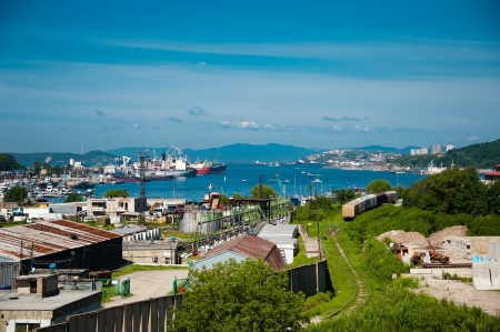 view of Uliss bay, Vladivostok city, Russiaの写真素材