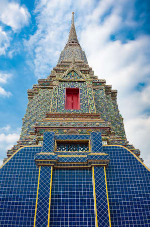stupa, a part of the temple of the Dawn in Thailandの写真素材