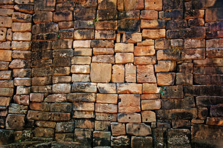 ancient brick wall of Angkor watの写真素材