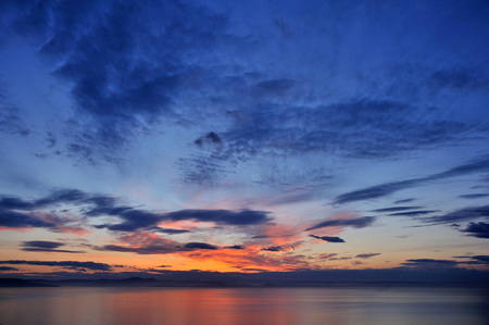 beautiful sunset above the sea, colorful sunset background, 