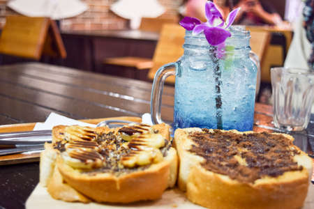 Blue Hawaii and breadの写真素材