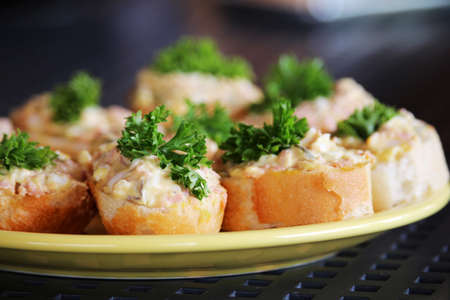 Detail of savory with spread and vegetablesの写真素材