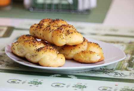 Tasty homemade buns with poppy for the breakfast