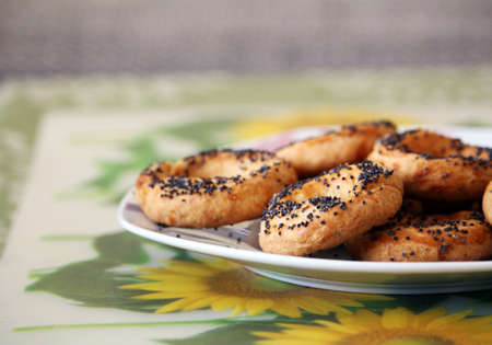 Detail of delicious homemade pretzels with poppy