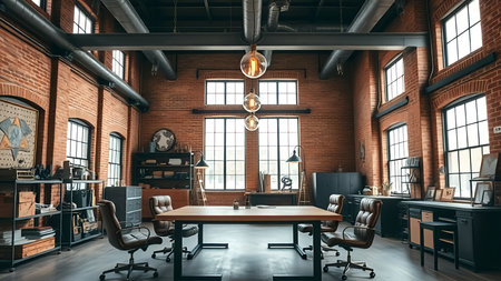 The interior of a modern office. 3d rendering mock up toned imageの素材