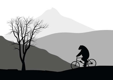 Bear on a bicycle のイラスト素材
