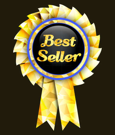 Golden badge with the inscription seller.Vector best illustration.のイラスト素材
