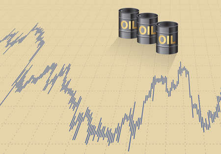 A barrel of oil and the price graph.Vector illustration.のイラスト素材