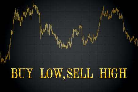 Buy low, sell high-financial proverb.Vector illustration.のイラスト素材