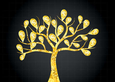 Gold money tree. Vector illustration.のイラスト素材