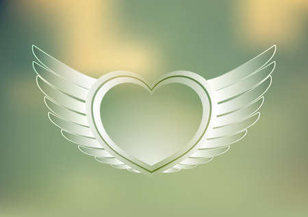 Heart with wings against the sky.Vector illustration.のイラスト素材