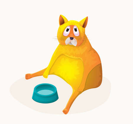 Funny fat cat.Vector illustration in cartoon style.のイラスト素材