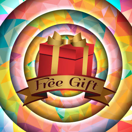 Free gift inscription on a colored background.Vector illustration.のイラスト素材