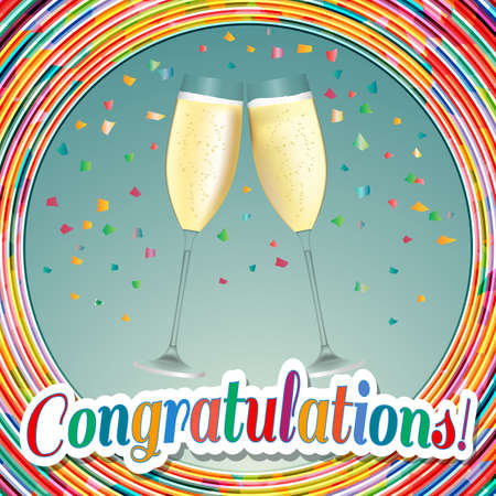 Card of congratulations and champagne.Vector illustration.のイラスト素材