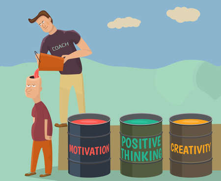 Metaphor about coaching.The concept of personal development.のイラスト素材