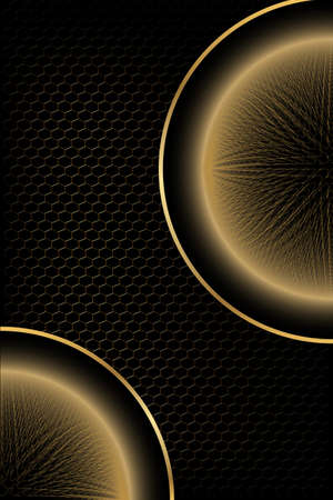 Dark futuristic background with golden elements.Vector illustration.のイラスト素材