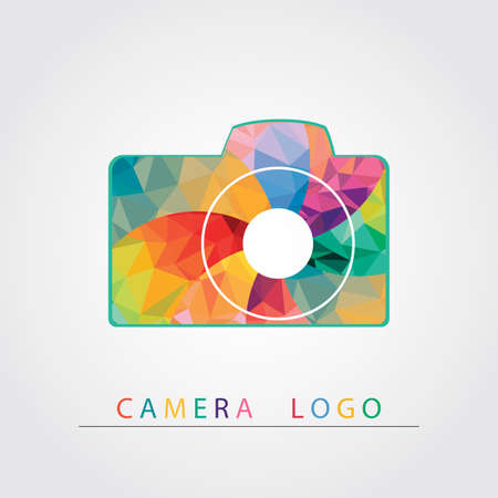 Abstract camera with colorful triangles.のイラスト素材